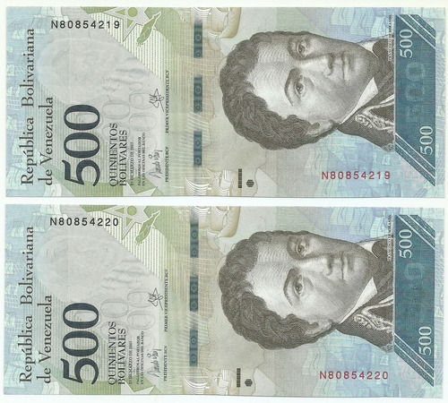 2 Billetes Consecutivos Bsf.500 N8 -  23 De Marzo 2017 