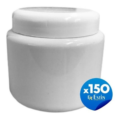 Imagen 1 de 10 de Potes Plasticos 200 Cc Redondo Blanco Pvc X 150 Un.