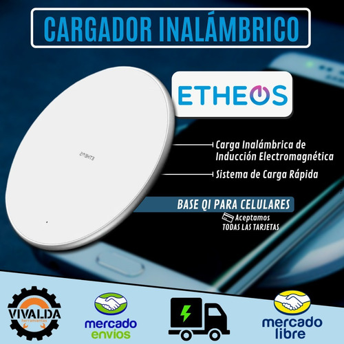 Base Cargador Inalambrico Carga Qi Etheos Led Carga Rapida