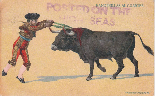 1907 Postal Toros Lisboa A Londres Posted On The High Seas