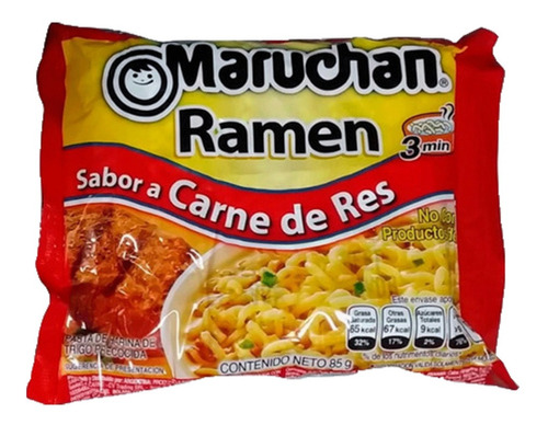 Sopa Maruchan  Ramen Carne Res Pack Por 12 Unidades