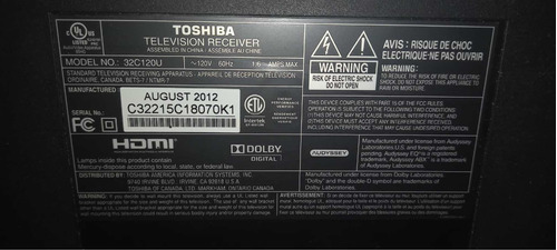 Imagen 1 de 2 de Televisor Toshiba 32 
