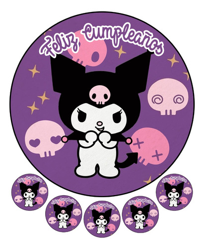 Lamina Comestible Kuromi -redondo 20 Cm Y Chicas - Azucar