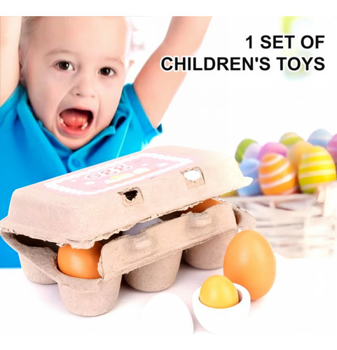Fe Juego De Huevos De Madera For Niños De 6 Piezas