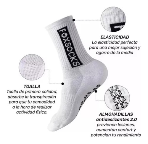 Combo Medias Fútbol Fox Socks Para Canilleras Blancas Zorro