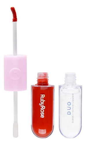 Batom Liquido Gloss Duo - Cor D01 - Hbf5681-1 - Ruby Rose