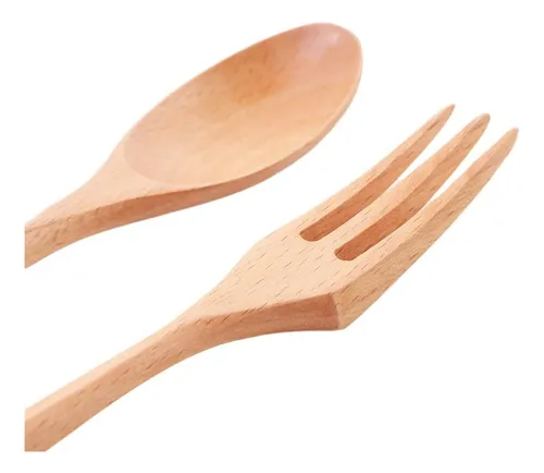 Cucharero De Madera Y Juego De Horquilla Utensilios De Cocin