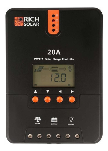 Rich Solar Controlador Carga Mppt Entada 20 Amperio 12 V 24