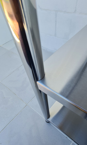 Mesa Bancada 130x40 Aço Inox 2 Prateleiras Com Espelho
