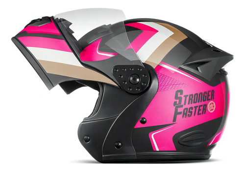 Capacete Integral Robocop Stronger Faster Gladiator Etceter Cor Rosa/Dourado Tamanho do capacete 58