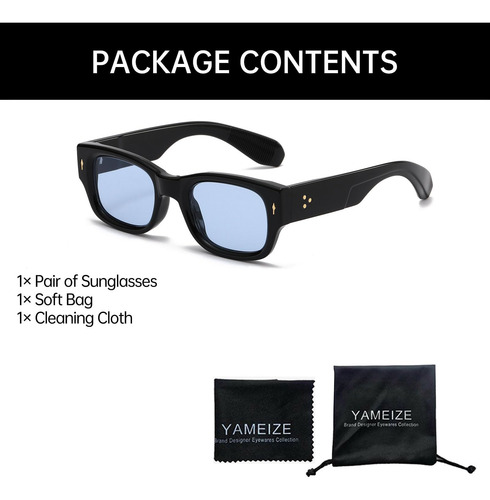 Yameize Gafas De Sol Rectangulares Gruesas Vintage - Gafas D