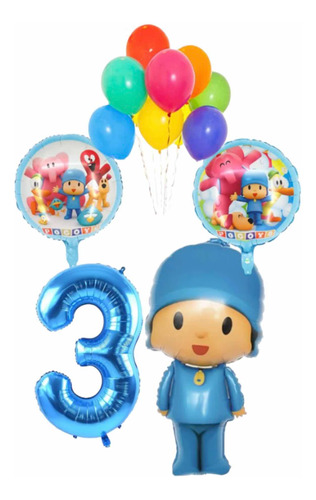 Pack Decoracion Globos Pocoyo 46 Piezas Incluye Muñeco 98cm