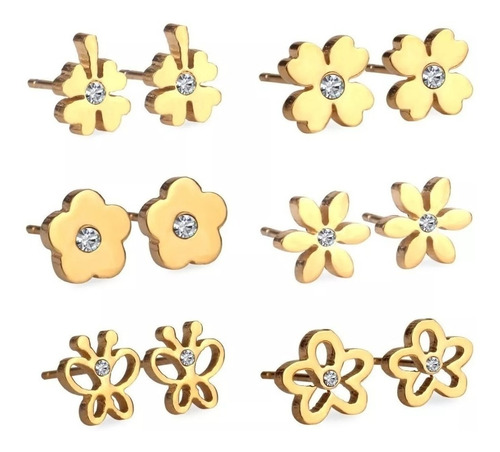 Oferta! 6 Pares De Aros De Oro - Mixto, Circones, Dorad2