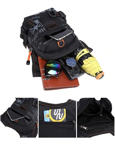 Piernera Muslera Pechera Hao Mochila Campismo Moto Casual Color Azul