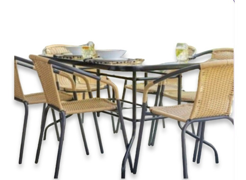 Juego De Comedor Para Terraza/ Capacidad 6 Personas