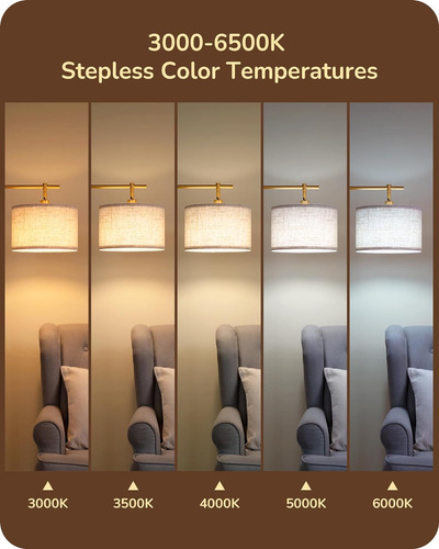 Lámpara De Piso Con Tapa Dimmable De Edishine, 5 Temperatura