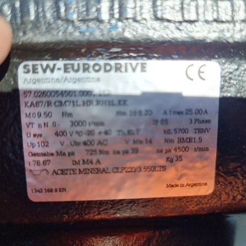Servomotor C/reductor Sew Ka/67r Nuevo Sin Uso (solo Servo)