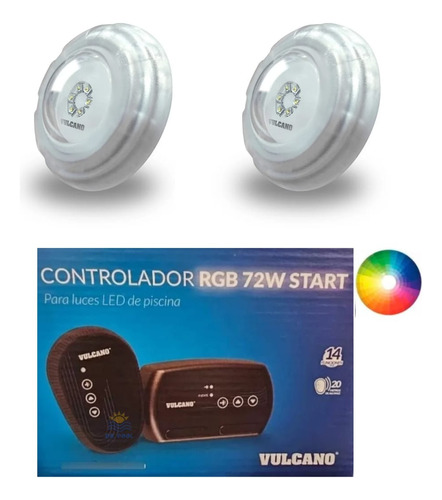 Kit 2 Focos Piscina Lumipool 9w Rgb C/control - Doctorpool