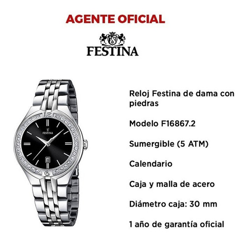 Reloj De Mujer Festina Con Piedras De Acero F16867