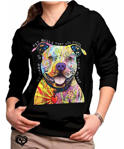 Moletom Pitbull Colorido Feminino Cachorro Cão Blusa Casaco