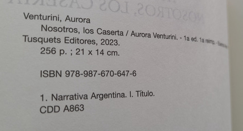 Nosotros Los Caserta De Aurora Venturini - Tusquets