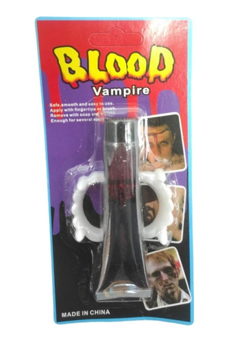 Set Dientes Vampiro Dracula + Sangre Recreación Halloween
