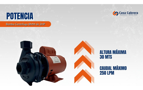 Bomba P/agua Centrifuga 2 Hp Corona / Motor Bmm 1 1/4 X 1 Naranja 60 Hz Monofásica