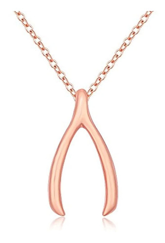 Senfai Wishbone Encanto Colgante Collar 18'' Bañado En Oro R