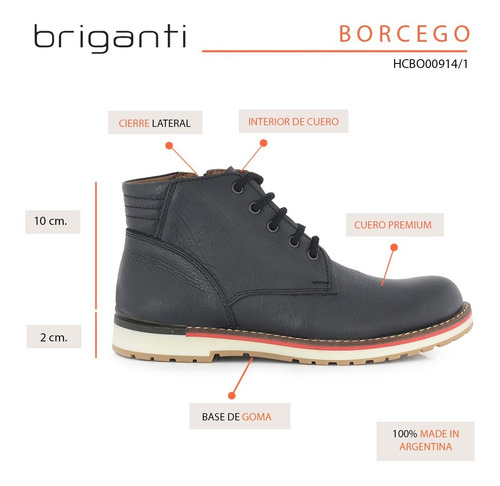Imagen 7 de 10 de Borcego Hombre Cuero Bota Briganti Goma Casual - Hcbo00914