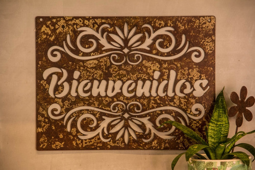 Imagen 5 de 6 de Cartel Chapa Oxidada Con Frase Colgante Deco - Disentino