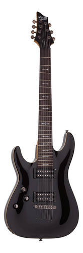 Guitarra eléctrica para zurdo Schecter Omen-7 de tilo gloss black brillante con diapasón de palo de rosa