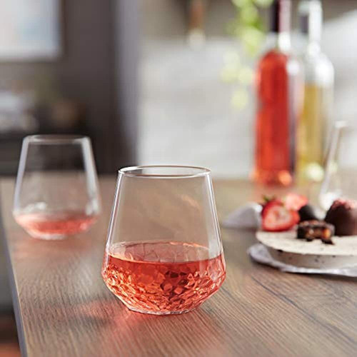 Juego De 8 Copas De Vino Sin Tallo Con Base Martillada De Li