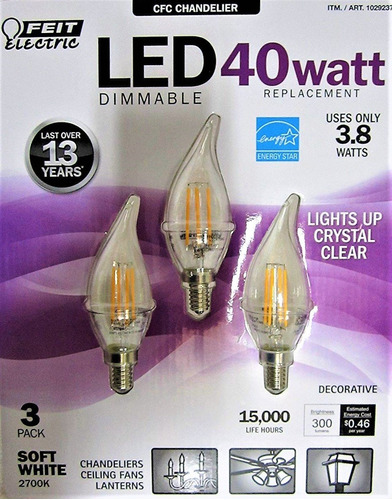 Feit Electric Lámpara Led De Candelabro Regulable 40 W = 3,8