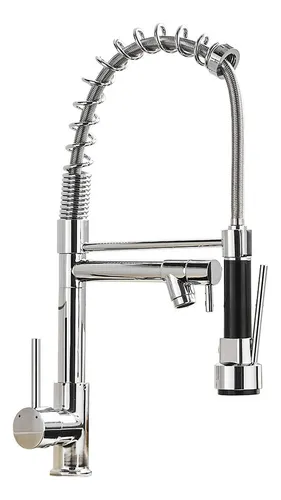 Torneira de cozinha monocomando Newconcept Premium 352001 extensível prateado acabamento cromado