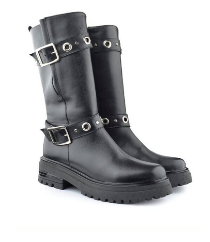 Imagen 3 de 5 de Bota Alta Botín De Mujer De Cuero Harley - Ferraro