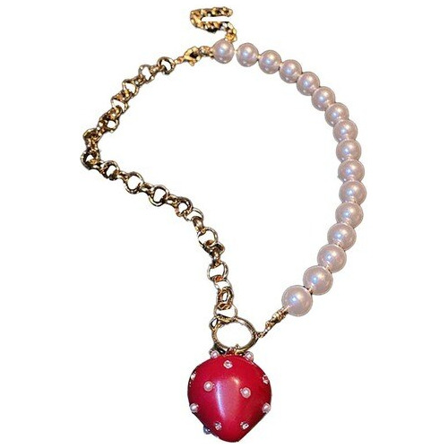 Elegante Cadena De Perlas Vintage Francesa, Collar Strawberr