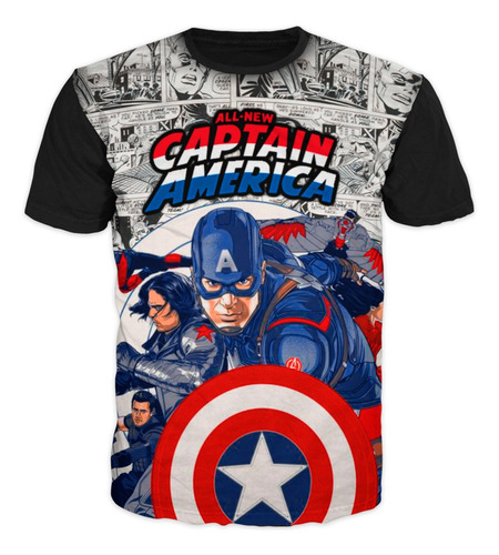  Camiseta Capitan America Marvel Superheroe Niño