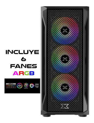 Imagen 3 de 10 de Gabinete Gamer Xigmatek Gaming X 6 Fanes Argb Controladora