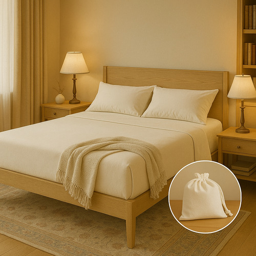 Sábana De Cajón Ajustable + Fundas De Almohada King Suave Crema Liso