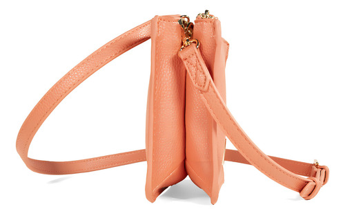 Bolsa Crossbody Cloe Para Mujer Chica Doble Cierre Color Coral