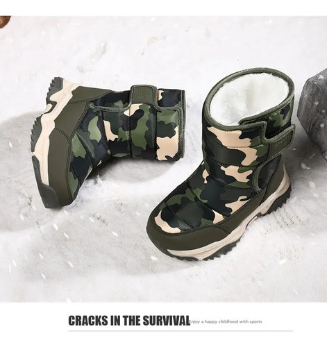 Botas De Nieve De Camuflaje Impermeables Cálidas Para Invier
