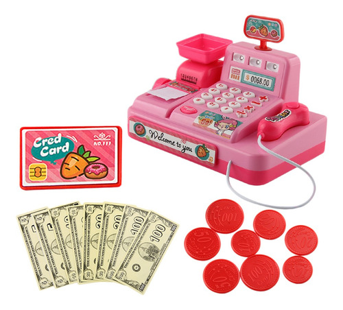 Kids Cashier Pretend Play Pink