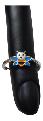 Anillo Niña Abeja Esmaltado Ajustable Plata Ley 925 + Caja R