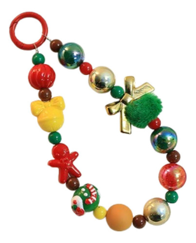 Llavero Con Lazo Navideño, Correa Para Pulsera, Arco Dorado