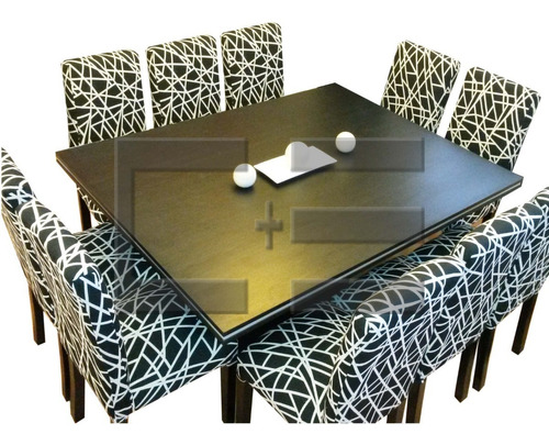 Juego Mesa Comedor Rectangular 170x130 + 10 Sillas Chenille