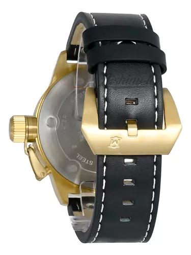 Relógio Masculino Dourado Pulseira De Couro Magnum Ma31542b