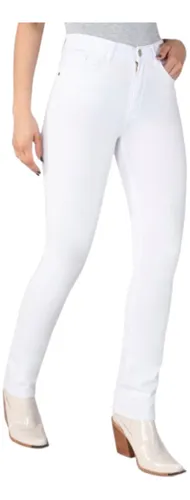 Pantalon Blanco Mujer Tiro Alto Jean Elastizado Chupin 0001