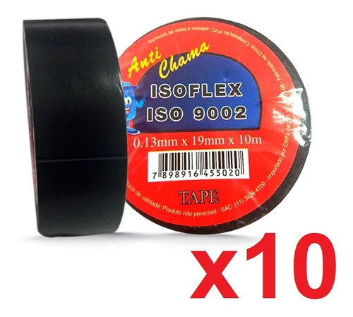 10 Fita Isolante Isoflex 19mm X 10m Anti Chama