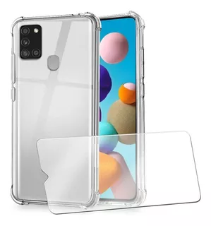 Mica + Funda Samsung Acrilico Rigido Transparente Uso Rudo A02s