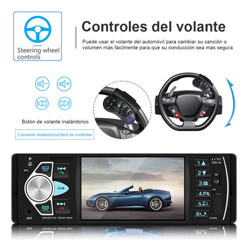 Autoestereo Mp5 Reproductor 4.1 Pantalla Bluetooth Usb Fm Tf